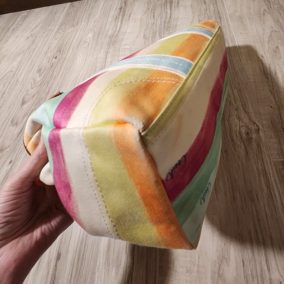 Coach Hampton Watercolors Striped Satchel Tote Bag Purse - Picture 8 of 11
